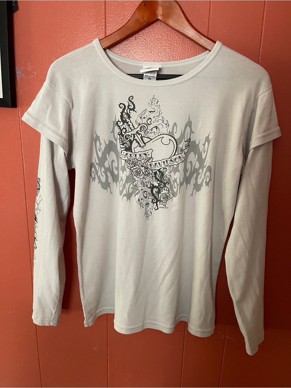 Harley-Davidson Light Gray Girls' Long Sleeve Graphic Tee